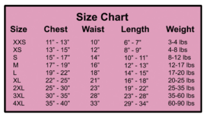 Dog in The Closet Size Chart